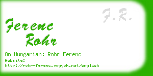 ferenc rohr business card